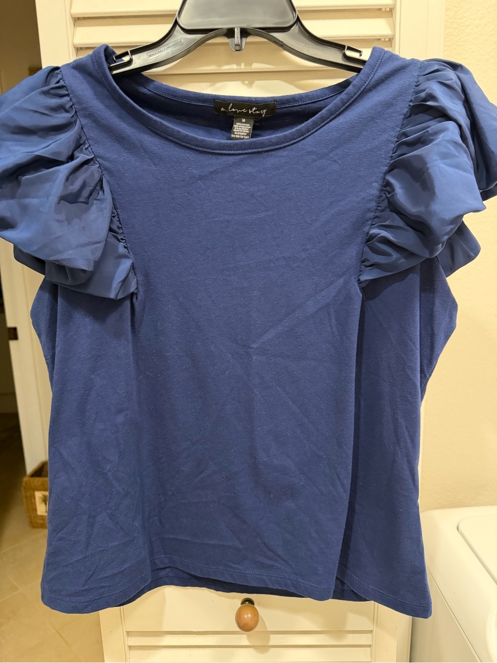 A Love Story Blue Ruffle Sleeve Short Sleeve Tee medium
